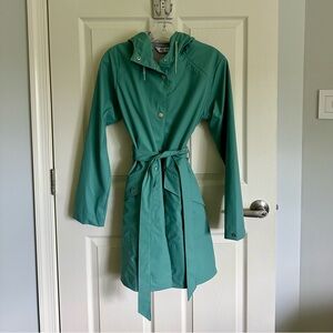 Helly Hansen Teal Rain Coat with Belt and Hood